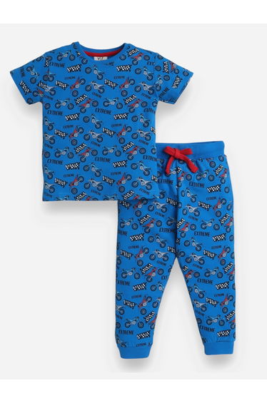 All-Over Printed Cotton T-Shirt and Pyjama Set
