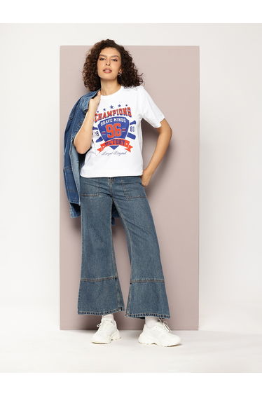 Women Oversized Sports Printed T-Shirt