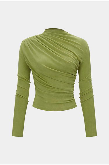 Ruched Wrinkle Long Sleeve Top