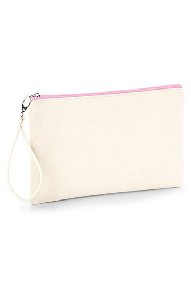 Westford Mill Canvas Wristlet Pouch - Natural/Pink