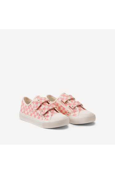 Kids Checkerboard Print Canvas Trainers with Touch 'n' Close Fastening