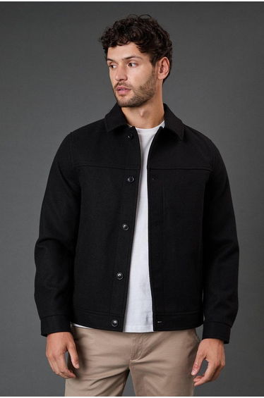 Black Wool Look Smart Jacket