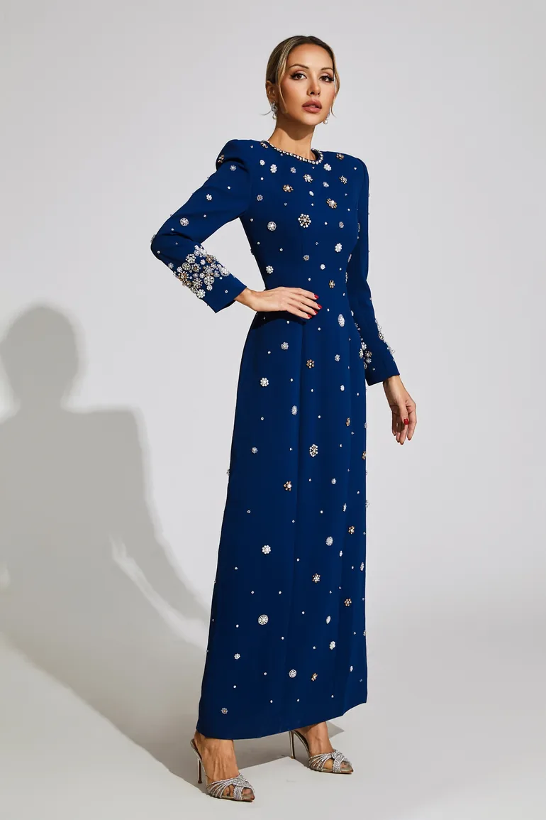 Marico Blue Diamond Long Sleeve Dress - 5