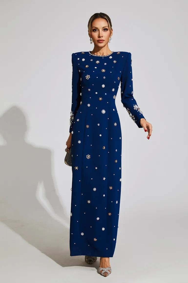 Marico Blue Diamond Long Sleeve Dress - 1