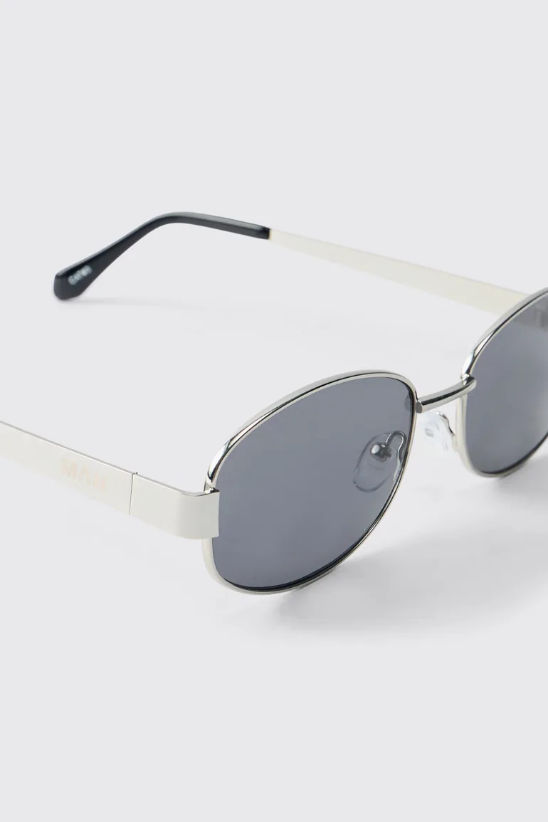 Man Round Metal Sunglasses - grey - 2