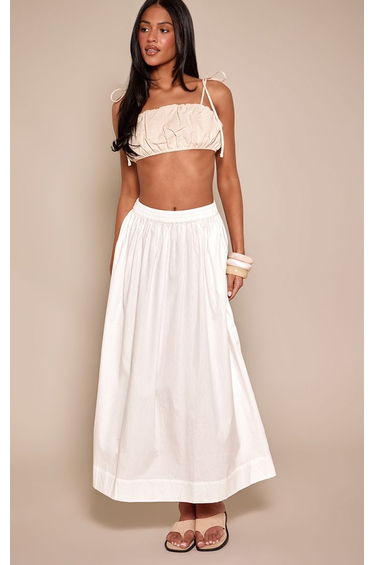 Tall White Cotton Pocket Detail Midaxi Skirt