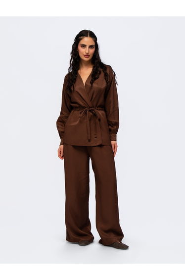 City Wrap Top - MOCHA BROWN