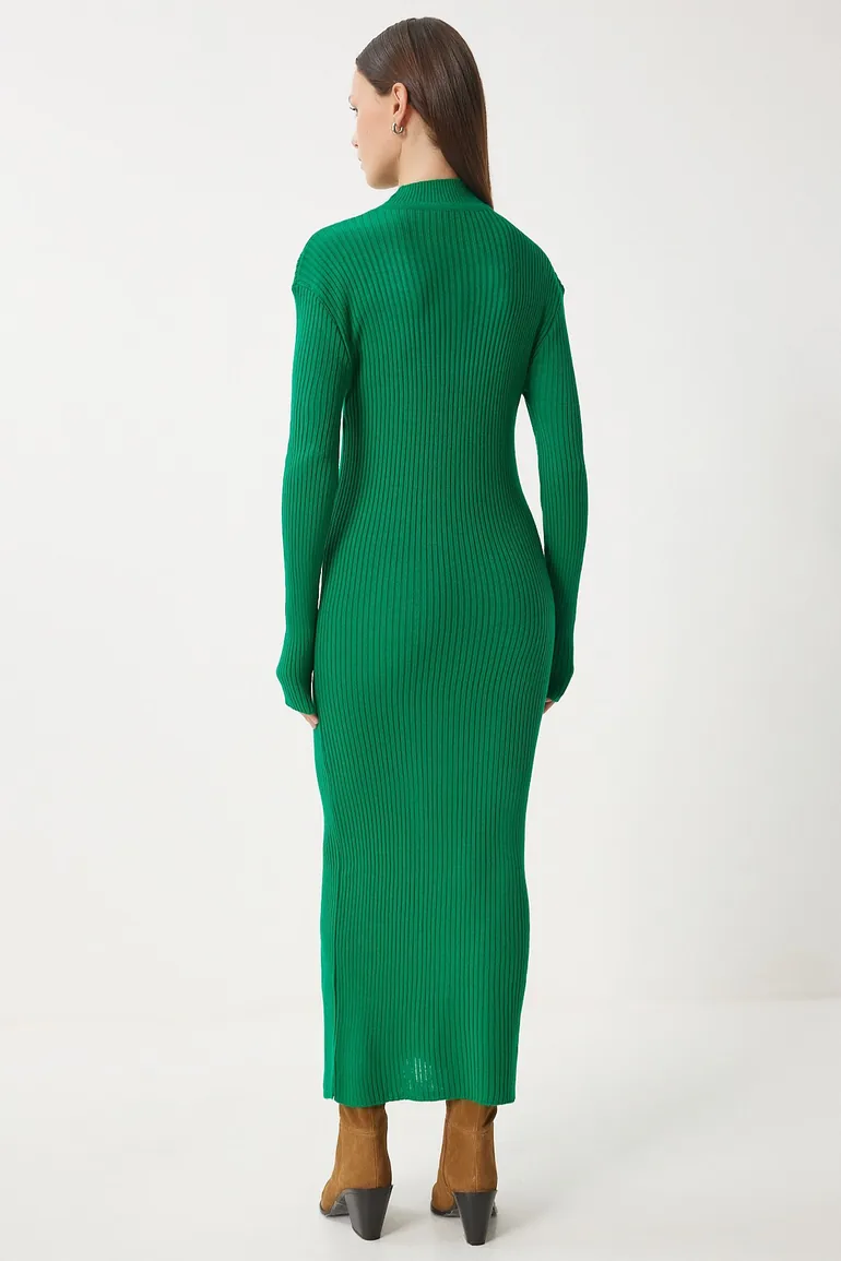 green knitted wrap dress FINAL SALE APRICOT- KNITTED GREEN DRESS main image 1