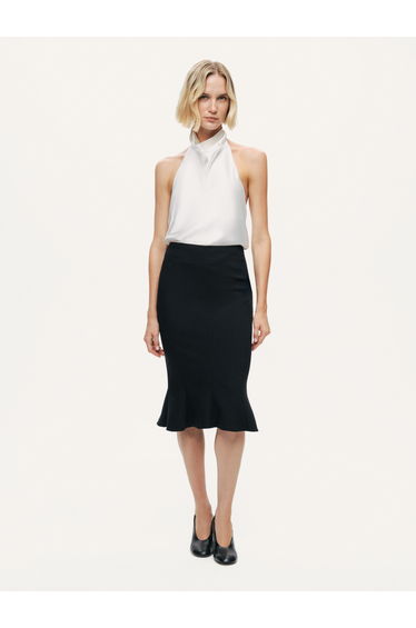 Ruffled Midi Mermaid Skirt