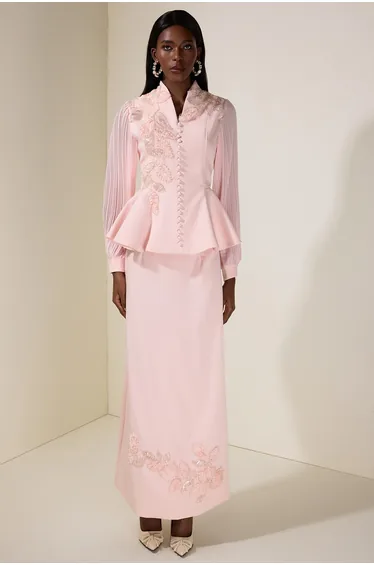 Embroidered Single Breasted Top & Midi Skirt Set