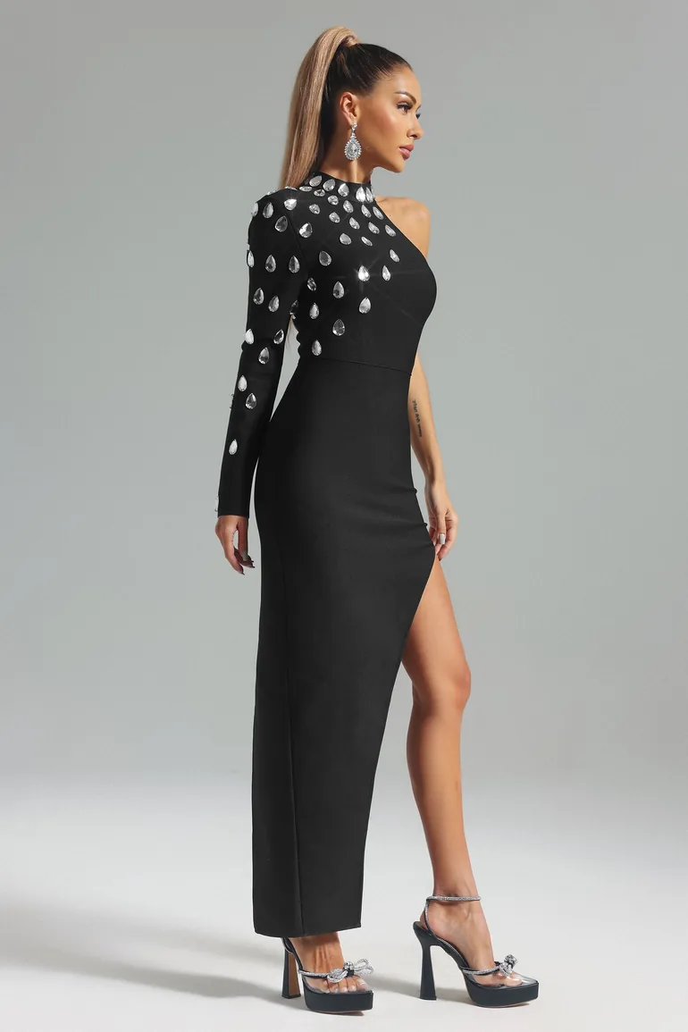 Frances One Shoulder Diamante Bandage Dress - 3