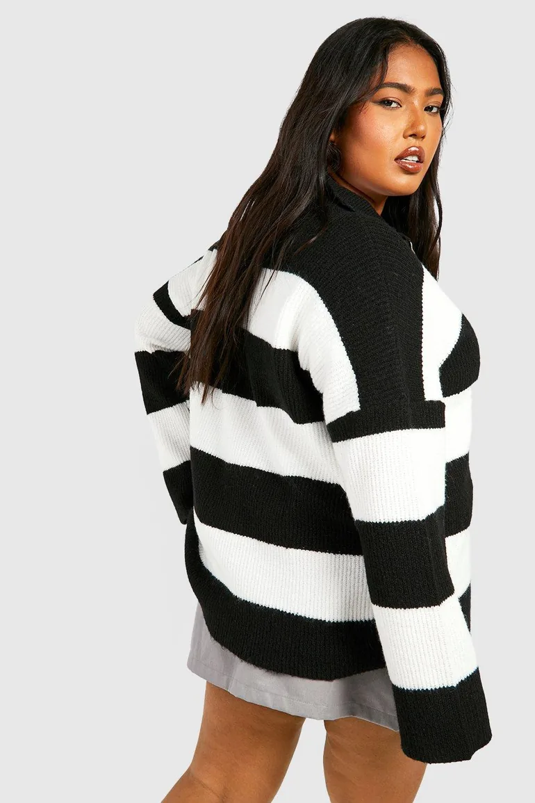 Plus Half Zip Soft Knit Jumper - black - 2
