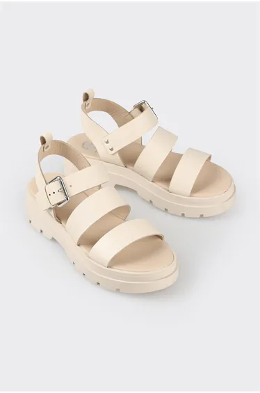 Ecru Leather Women's Sports Sandals