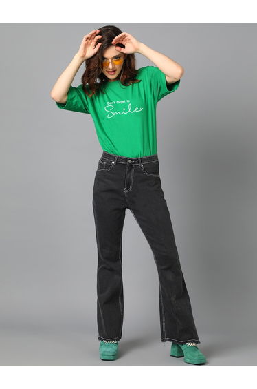 Slogan Print Short Sleeve Oversized T-Shirt