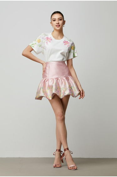 puffed hem mini skirt