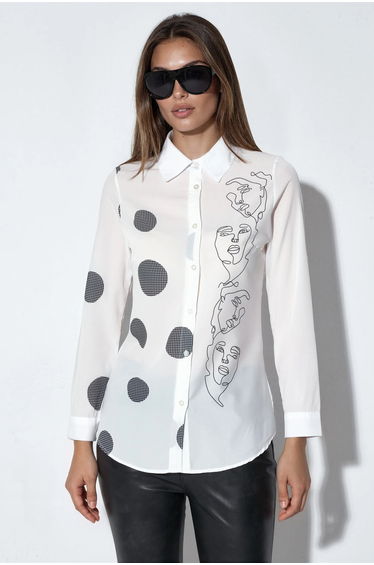 MSN Polka Dot Crepe Shirt