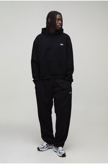 Basic Baggy Man Script Jogger - black