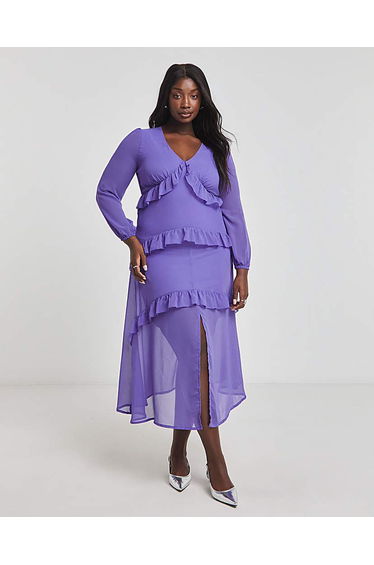 Purple Frill Maxi Dress