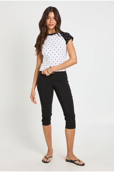 Polka Dot Contrast Raglan Sleeve Baby T-Shirt - white