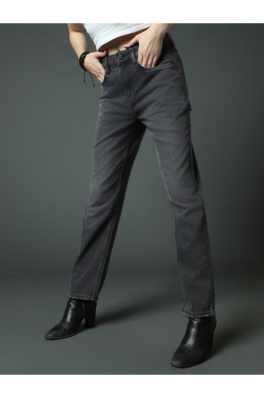 High Rise Regular Fit Jeans with Pockets