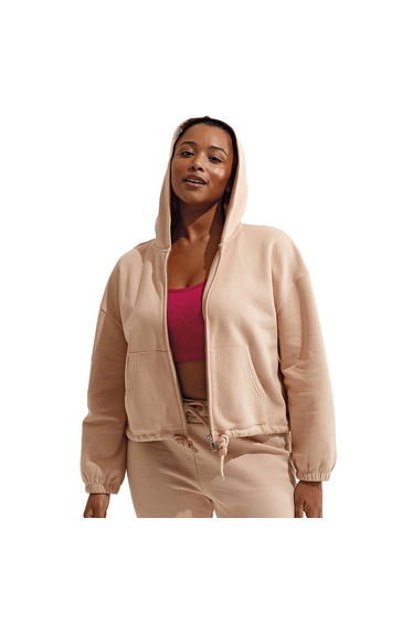 TriDri Womens/Ladies Recycled Cropped Oversized Full Zip Hoodie - Nude