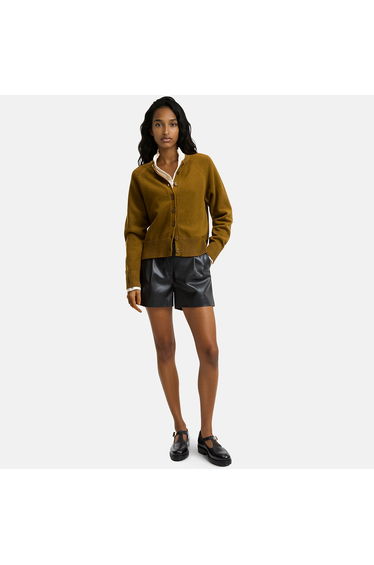 Pleated Faux Leather Shorts