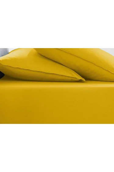 شرشف سرير قطن مغسول سادة بحواف مطاطية بإرتفاع 30سم