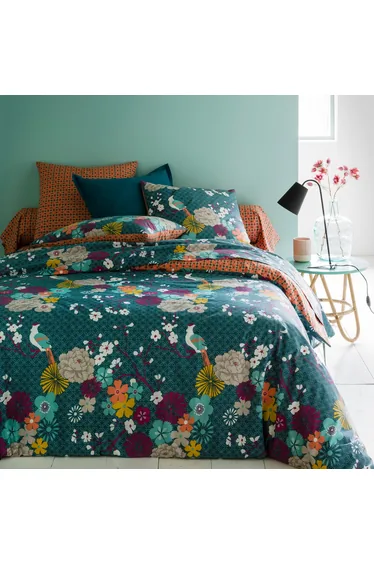 شرشف سرير قطن بطبعة أزهار