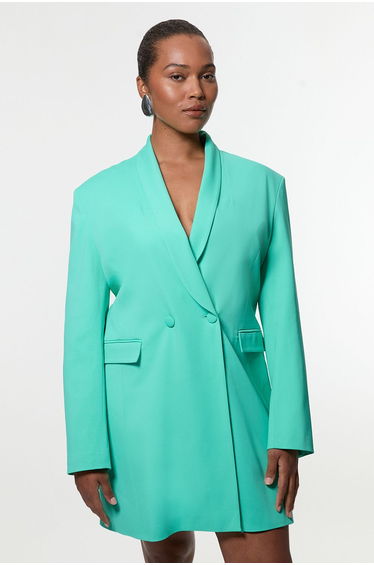 Plus Size Polished Tailored Double Breasted Sinch Detail Blazer Mini Dress