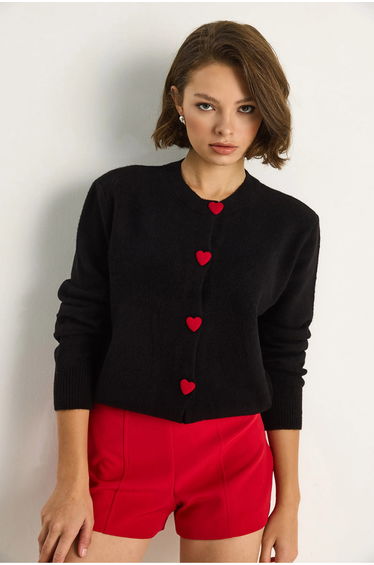 LUCCI Heart Buttoned Cardigan