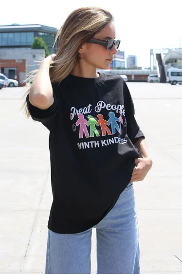 Black Printed Oversize T-Shirt