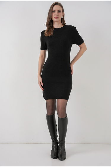 Women's short sleeve knit dress - black