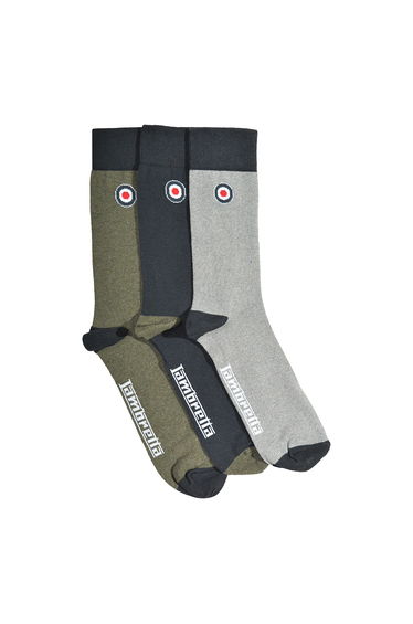 Lambretta Mens Paisley Socks (Pack of 3) - Grey/Navy/Khaki Grey