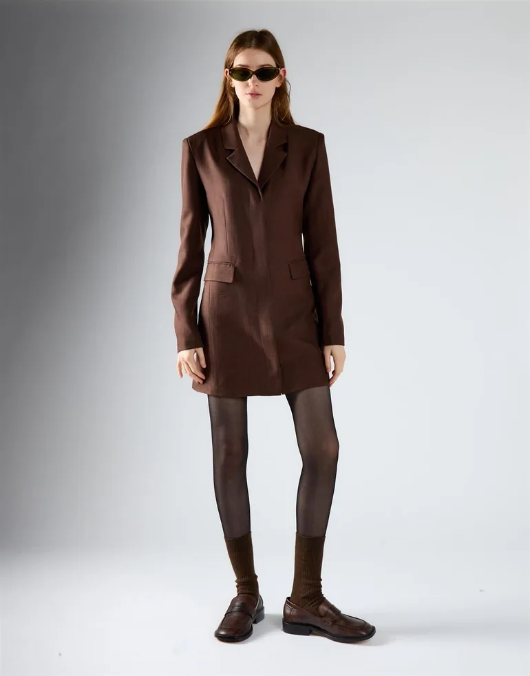 Smoke Brown Hourglass Blazer Dress