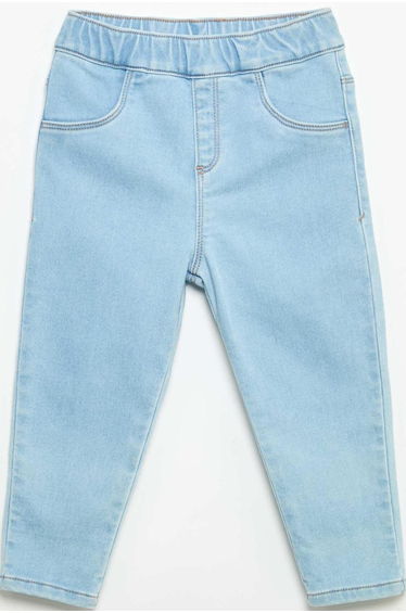 Denim trousers with turn-up hems BLUE