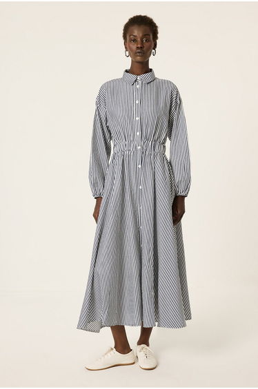 ELASTIC WAIST POPLIN DRESS