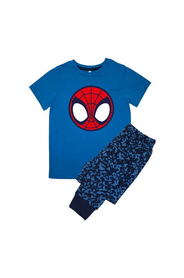 Spider-Man Boys Icon Short-Sleeved Long Pyjama Set - Royal Blue/Cameo Blue