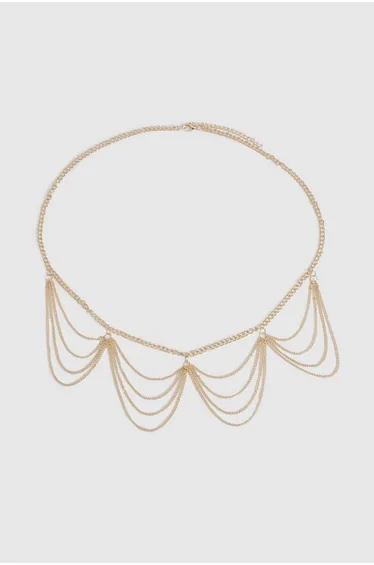 Plaited Chain Waist Belt - gold