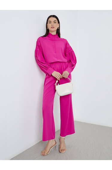 Pink Embroidered Panel Shirt and Pants Co-Ords