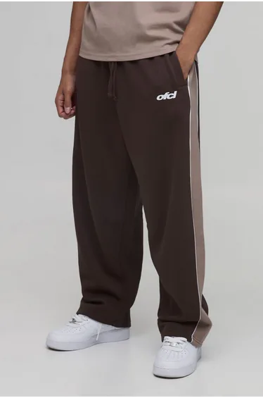 Balloon Fit Washed Panelled Joggers - chocolate