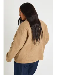 Plus Wool Look Oversized Jacket - tan - 1