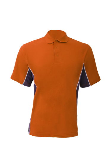 Gamegear® Mens Track Pique Short Sleeve Polo Shirt Top - Orange/Graphite/White