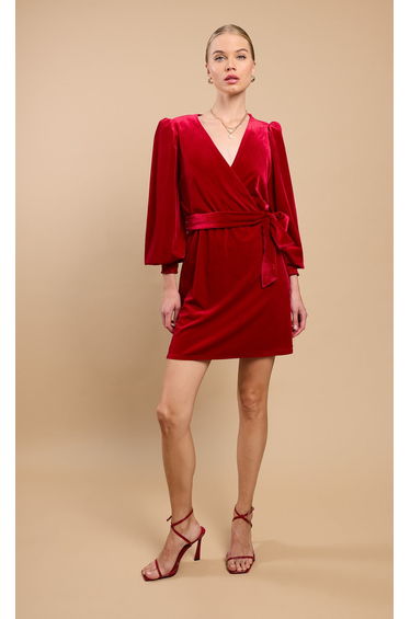 Ruby Red Velvet Wrap Mini Dress by Vicky Pattison