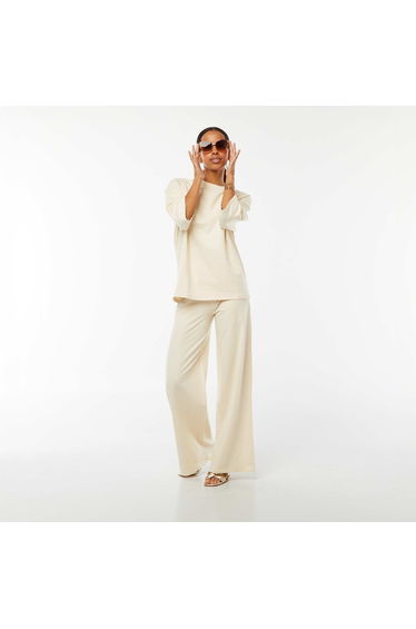 Oversized T-shirt with wide short sleeves BEIGE