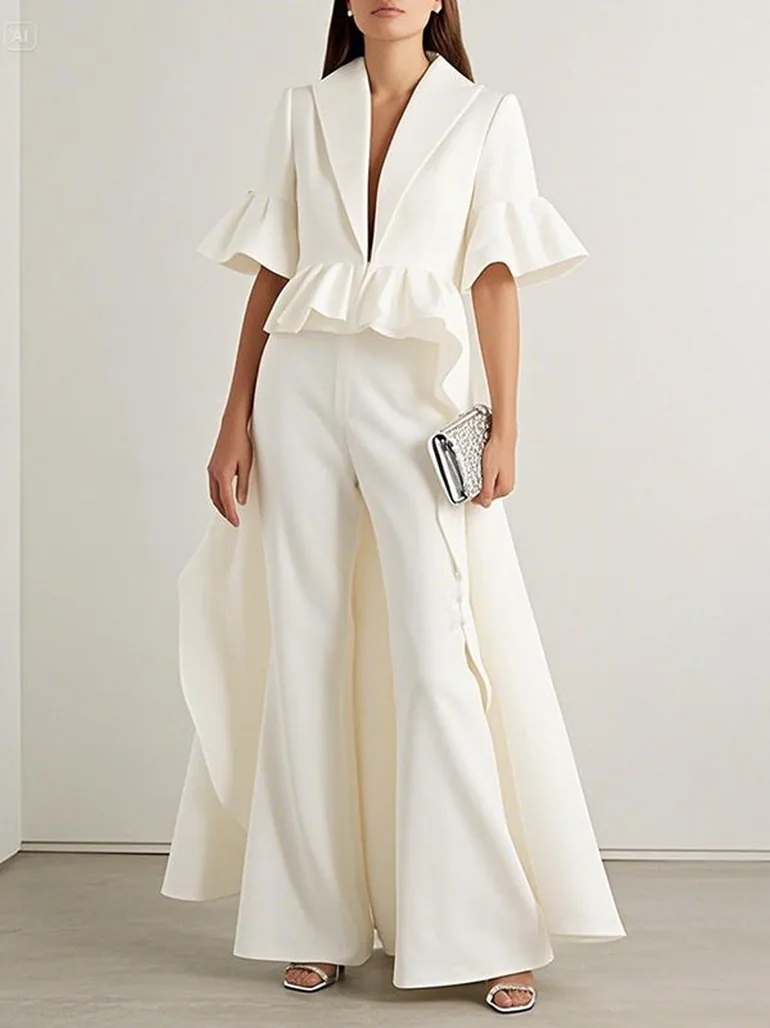 بنطلون فضفاض بخصر عالي