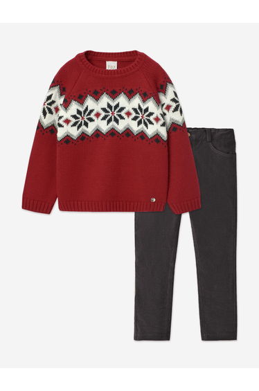 Baby Boys Trouser Set in Red