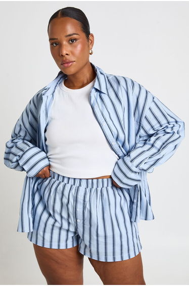 Plus Stripe Flippy Shorts - blue