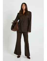 Tailored Slim Flare Trousers - chocolate