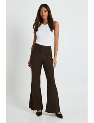 Tailored Slim Flare Trousers - chocolate - 2