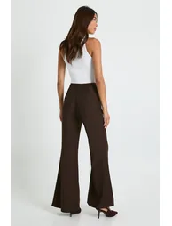 Tailored Slim Flare Trousers - chocolate - 1